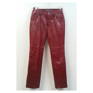 Vintage Brick Red Leather Boot Cut Pants